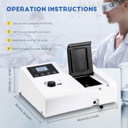 Espectrofotómetro portátil de 350-1020 nm para experimentos ópticos, herramienta de medición de alta precisión, ideal para investigación científica y análisis de laboratorio