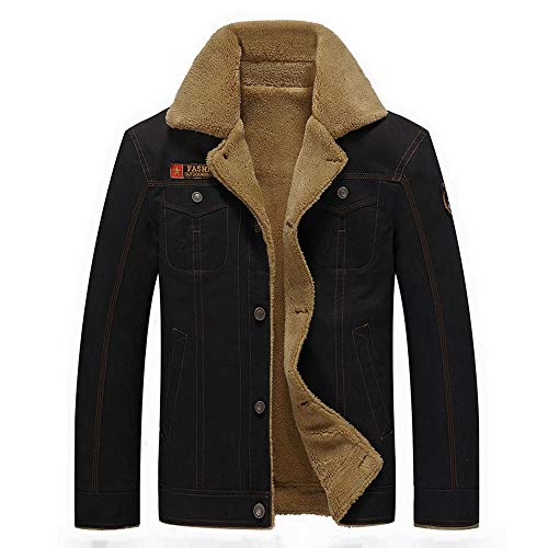MEIbax Cazadora de Hombre Cremallera Abrigo de Invierno Caliente Chaqueta Capa Gruesa Moda otoño Invierno cálido botón de Bolsillo Informal Chaqueta térmica Abrigo Superior