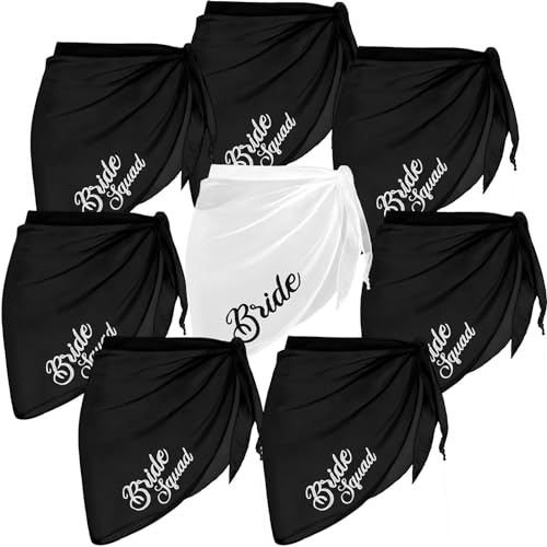 Jiuguva Wedding Bride Bikini Cover up Bridesmaid Sarong Women Bathing Suit Wrap Swimwear Chiffon for Bachelorette Pool Party