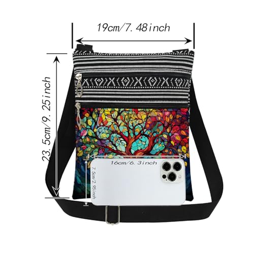 Stained-Glass Tree of Life Mom Crossbody Bag Women Adjustable Shoulder Strap Messenger Bag Special Birthday Gift for Mother's Day Daily Use Travel Purse2