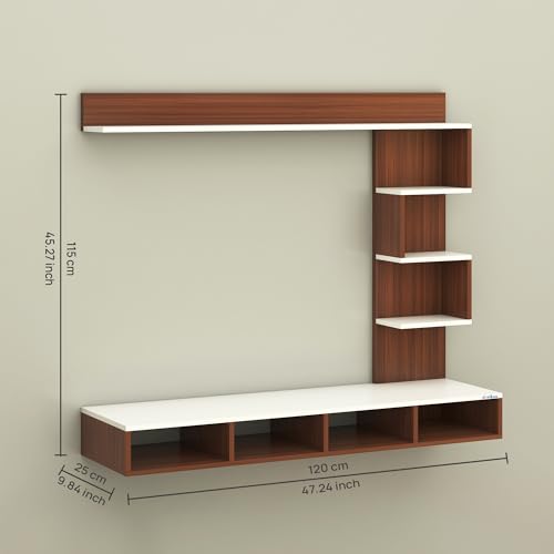 Image of Anikaa Laura Engineered Wood Wall Mount TV Unit /TV Stand /TV Cabinet /TV Entertainment Unit /Set Top Box Stand (Ideal for 43 Inch) (D.I.Y) (Walnut White)