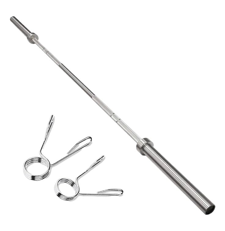 Standard Barbell 4ft, 5ft, 6ft, 7ft Weight Lifting Bar with 2 Collars, Heavy-Duty Steel, Anti-Slip Knurled Grip for Strength Training & Home Gym Workouts