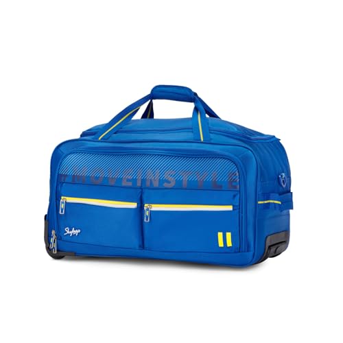 Image of Skybags Muse 46 Liters Polyester 58 cm Medium Size | Stylish Duffel Trolley Bag with Two Wheels, Two Stage Push Button | Premium Zipper, Travel Bag | 3-Year International Warranty - Unisex (Blue)