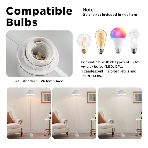 Image of Mid-Century Modern Metal Bud Floor Lamp for Home and Office, Glossy White
