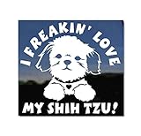 I Freakin' Love My Shih Tzu Puppy Face Decal | NickerStickers® Vinyl Dog Window Car Truck RV Decal Sticker