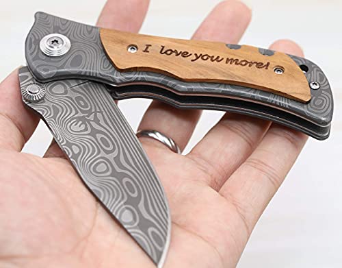 Image of Corfara I Love You More Gifts for Him - Engraved Pocket Knife - Valentines Day Gifts for Boyfriend Husband, Anniversary Christmas Gift
