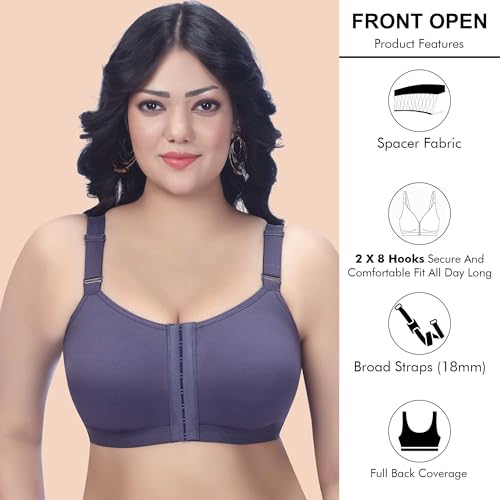 Image of TRYLO Cotton Riza Women's Non-Padded Non-Wired,Full Coverage,Seamless Front Open Bra