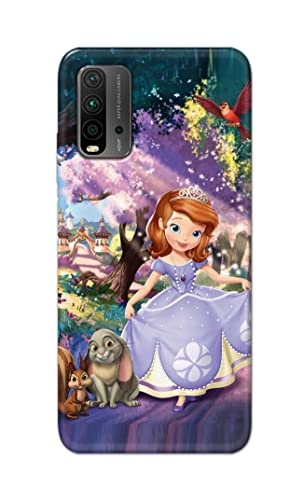 Image of PRINTFIDAA Cartoon Little Girl with Crown and Pet Animals Printed Designer Hard Case for Redmi 9 Power Back Cover -(e) RPM1008