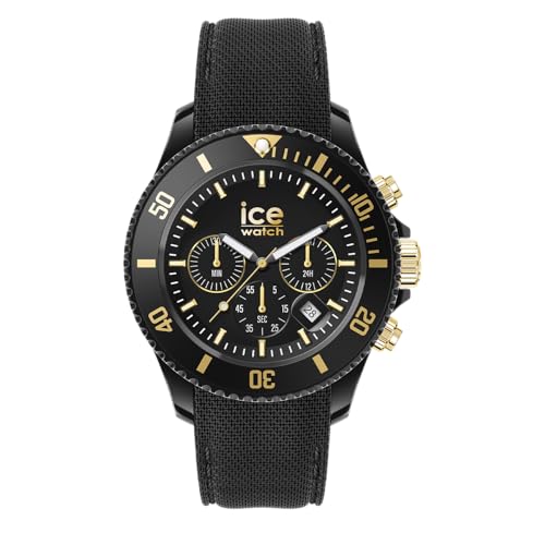 ICE-WATCH - Ice Chrono Black Gold - Montre Noire pour Homme avec Bracelet en Plastique - 021602 (Medium)