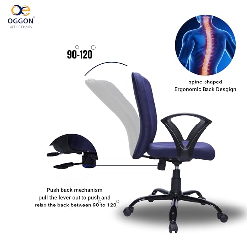 Image of Office Chair with Lumbar Support & Adjustable Height | Swivel Computer Chair with Cushioned Seat, Smooth Wheels & Comfortable Back Support for Home Office & Study (Color 1)