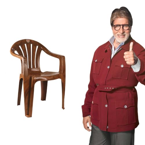 Image of Cello Capri Arm Chair (Sandalwood Brown, Set of 6) | Strong and Durable | Easy to Clean | Chair for Living Room, Bed Room, Kitchen, Office Room, Outdoor | 3 Years Warranty
