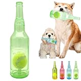 Jatmira Tennis Ball in Bottle Dog Toy [2025 New Upgrade] Reinforced and Thickened Rubber Bottle Dog Chew Toy with Ball Squeaky Fetch Toy Tough (Green, Medium)