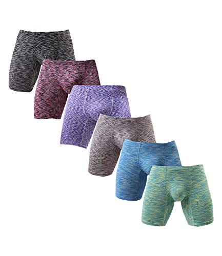 NEIKU Men's No Ride Up Boxer Briefs Long Leg Underwear