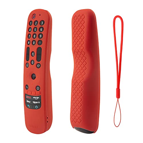 Image of Silicone Protective Case Cover Compatible with LG AN-MR21GA MR22GA MR23GA Magic Remote Shockproof for LG Smart TV Remote 2021 2022 2023 Protective Skin Waterproof Anti-Lost (Red)