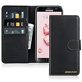 AOSBUTURY Handyhülle Tasche Book Cove für Samsung Galaxy S7 Edge(5.5 Zoll) Hülle [Mikrofaser Leder] [RFID Schutz] Klapphülle Brieftasche Schutzhülle Etui Flip Case,Schwarz