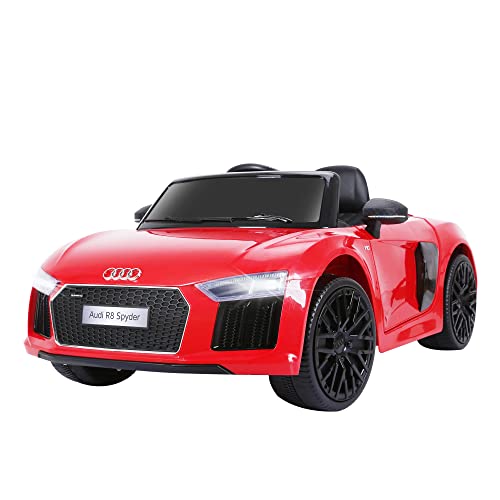 HOMCOM Coche Eléctrico para Niño 3-8 Años Audi R8 con Mando a Distancia MP3 USB Luces y Sonidos Apertura de Puerta 123x71x49cm Carga 30kg