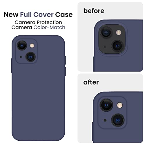 Image of FireNova Designed for iPhone 13 Case, Silicone Upgraded [Camera Protection] Phone Case, Soft Anti-Scratch Microfiber Lining Inside, 6.1 inch, Navy Blue