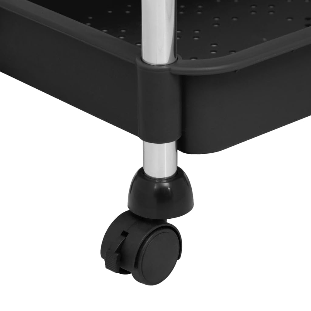 vidaXL Carrito de Cocina Carro de Servicio Doméstico Niños Garaje Estantes Almacenamiento Alimentos Bebidas 5 Niveles Hierro y ABS Negro 42x29x128 cm