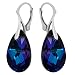 Purple Blue Sterling Silver 925 Made with Swarovski Crystals Teardrop Earrings for Women Girls