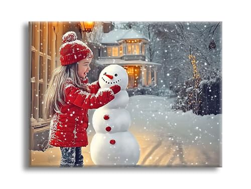 Diamond Painting Hiver Bonhomme de neige Loisirs Créatifs Adultes, Peinture Decoration Noel, DIY Kit Broderie, Mosaique Loisir Creatif, Cristal Diamond Painting,...