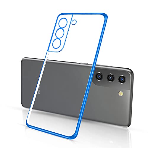 Romozi Designed for Samsung Galaxy S21 Case Clear (Not for S21 Plus&S21 Ultra) Samsung S21 Case Soft Colorful Border, S21 Phone Case Shockproof Rubber Slim Case for Samsung Galaxy S21 5G(2021) (Blue)