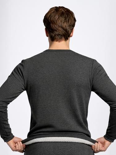 Image of Lux Cozi HEATEK Men's Round Neck Thermal Top | Warm Fleece Innerwear for Men |Fleece Inside | Style - 888