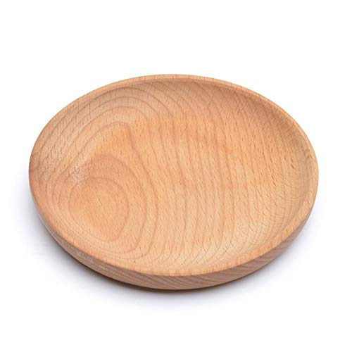 Gutyan Tazón de Fuente de frutero Bol de Madera 12 cm Multifunción Bandeja de exhibición de Bandeja de Madera de Haya Simple Bandeja para Oficina en casa