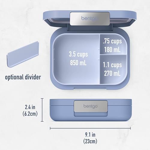 Image of Bentgo Modern - Leak-Resistant Bento Lunch Box For Adults, Teens, & Larger Appetites; Reusable BPA-Free Meal Prep Container with 3 or 4 Compartments, Dishwasher /Microwave Safe; 5 Cups (Dusk Blue)