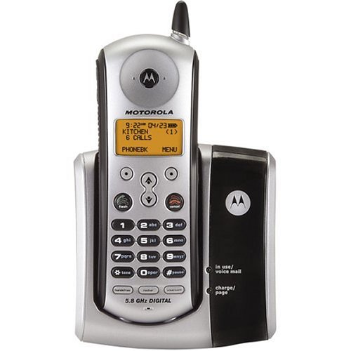 Motorola MD751 5.8 GHz Digital Expandable Cordless Phone with Caller ID (Black/Silver)