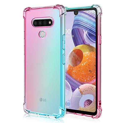 Osophter for LG Stylo 6 Case Clear Transparent Reinforced Corners TPU Shock-Absorption Flexible Cell Phone Cover for LG Stylo 6(Pink-Teal)