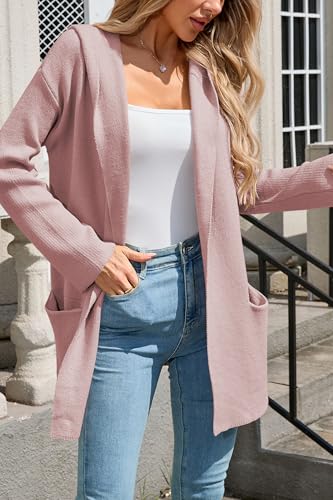 Image of Cakulo Womens Long Hooded Cardigan Sweaters Oversized Fall Cardigans 2025 Open Front Knit Sweater Coats Pockets