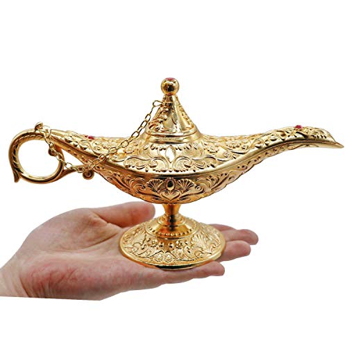 AVESON Classic Vintage Collectable Rare Legend Aladdin Magic Genie Costume Lamp Home Table Decoration & Gift, Gold