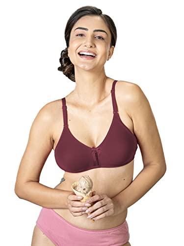 Image of Lyra Women's Cotton Non Padded Wire Free Seamless Bra Wine