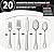 Rygten QU 20-piece Bright Silver Silverware Set, Stainless Steel Flatware Set, Cutlery Set For Home Kitchen, Tableware Set Service for 4, Forks Spoons And Knives Set Dishwasher Safe