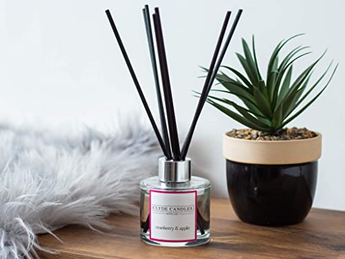 Cranberry & Apple Reed Diffuser - Clyde Candles, Luxury Diffuser Oil with a Set of 7 Fibre Sticks, 100ml, Best Aroma Scent for Home, Kitchen, Living Room, Bathroom. Fragrance Diffusers set with sticks - Cosy Home Interiors Cranberry & Apple Reed Diffuser - Clyde Candles, Luxury Diffuser Oil with a Set of 7 Fibre Sticks, 100ml, Best Aroma Scent for Home, Kitchen, Living Room, Bathroom. Fragrance Diffusers set with sticks - Image 2