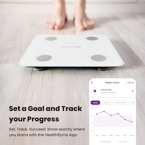 Image of HealthifyMe Smart Scale Get Data Driven Smart Weight Loss and Track 11 Plus Key Body Metrics in App | 1 Month FREE HealthifyMe Smart Plan | 2 years Warranty (White)