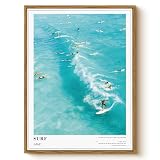 WHASAYART Blue Coastal Surfs Up Framed Canvas