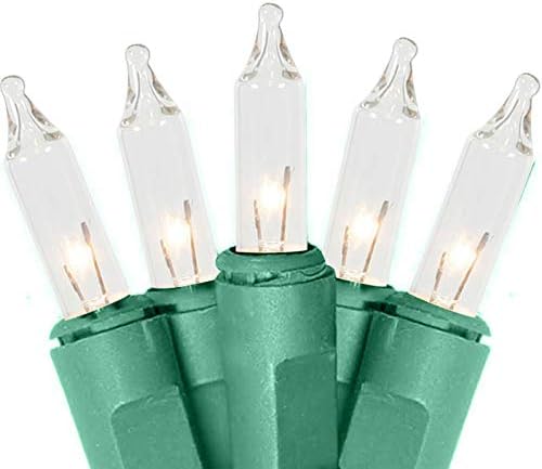 Dobar Holiday Pride Ultra-Brite Clear White Lights with Green Wire - Indoor / Outdoor Use - UL Listed (Set of 100)