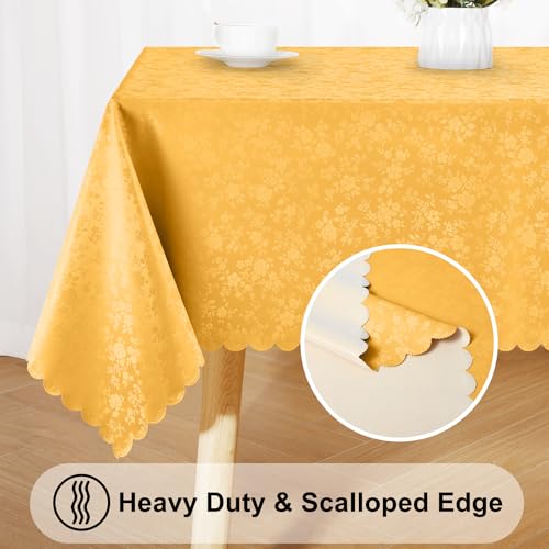 Smiry Rectangle Table Cloth, Waterproof Heavy Duty Vinyl Tablecloths, Wipeable Washable Table Cover for Kitchen and Dining Room (Mustard Yellow, 60" X 84") by Smiry - Image 4