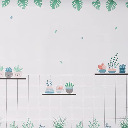 Image of Primax DIY Wallpaper - Oil Proof Self Adhesive Wall Decor /Wall Sticker for Home /Kitchen /Furniture /Cupboarde -Potted Leaves (60 X 500 Cm,Pack of 1)