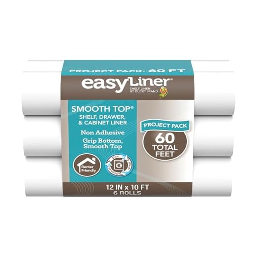 Duck Smooth Top Easy Liner Shelf Liner, 12 Inch x 10 Feet (6 Rolls), White