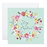 CENTRAL 23 Tarjetas y sobre con texto en inglés 'Stay Positive - Get Well 10 - Speedy Recovery Him Her - Tarjetas de aliento para hombres y mujeres - Tarjeta de felicitación floral - Para amigas -