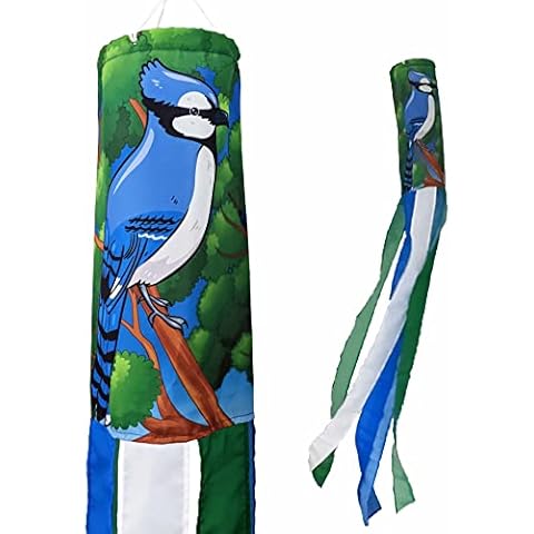 Madrona Brands Blue Jay Bird Windsock - Durable Outdoor Hanging Decor - 60 Inch Cover
