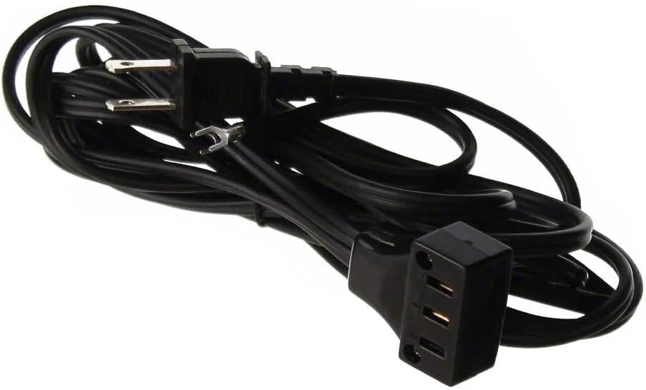 Full view of the Generic Sewing Machine Lead Power Cord, coiled, showing both the spade connectors and the female receptacle.