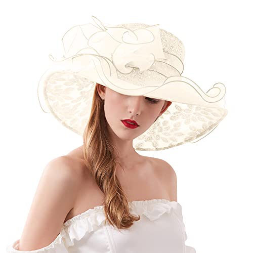 Derby Hats For Women 2022 Fashion Wide Brim Summer Hat Bridal Tea Party Wedding Hats 20S 50S Vintage Fascinator Hats #TOP20