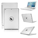 iPad 9.7 inch 2018/2017,iPad Air Keyboard Case, KVAGO Hard Shell Case with 7 Colors Back-lit Wireless Bluetooth Keyboard Cover for iPad 6th Gen,5th Gen,Air -Silver