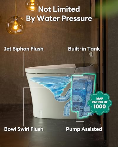 Image of CANEST Smart Toilet with Bidet Built in, Auto Open Close Lid, ADA Height, Smart Temperature Control, Dual Flush with Tank, Heated Seat, Warm Dryer, Remote Control (TC-200GE NEW)