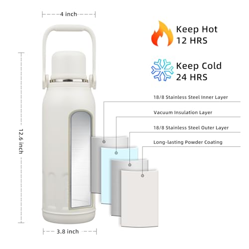 Image of BJPKPK Stainless Steel Insulated Bottle with Handle & Strap, 50oz