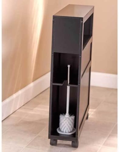 Rolling Slim Bathroom Storage Organizer With 2 Drawers Toilet Paper Shelf Black
