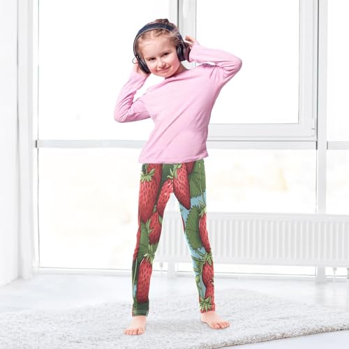 Bolaz Toddler Girls Leggings Printed Yoga Pants Leggings Green Leaves Strawberry for Kids4